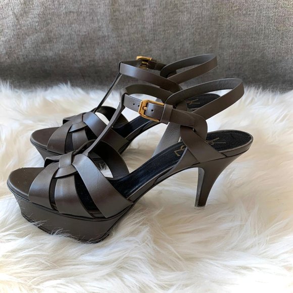YSL Saint Laurent Tribute Grey heel sandals - Picture 3 of 6